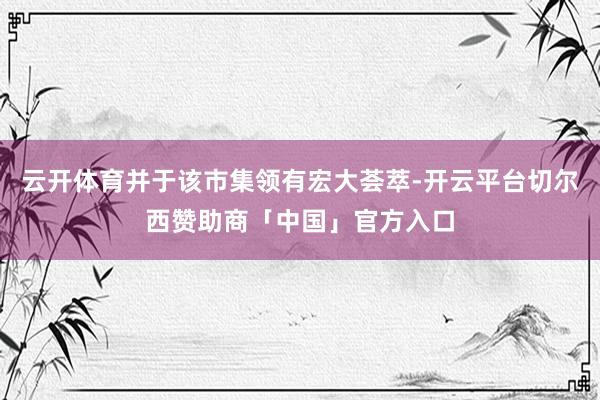 云开体育并于该市集领有宏大荟萃-开云平台切尔西赞助商「中国」官方入口