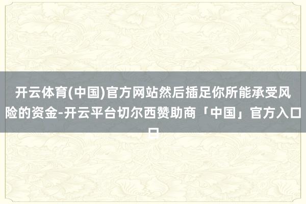 开云体育(中国)官方网站然后插足你所能承受风险的资金-开云平台切尔西赞助商「中国」官方入口
