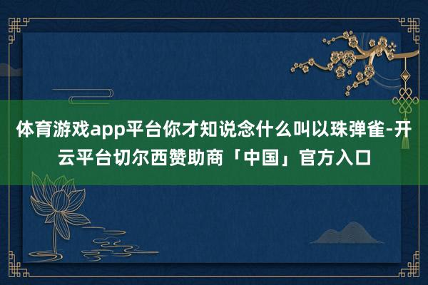 体育游戏app平台你才知说念什么叫以珠弹雀-开云平台切尔西赞助商「中国」官方入口