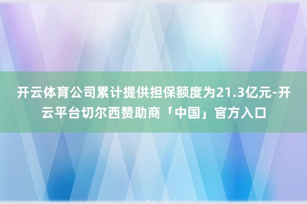 开云体育公司累计提供担保额度为21.3亿元-开云平台切尔西赞助商「中国」官方入口